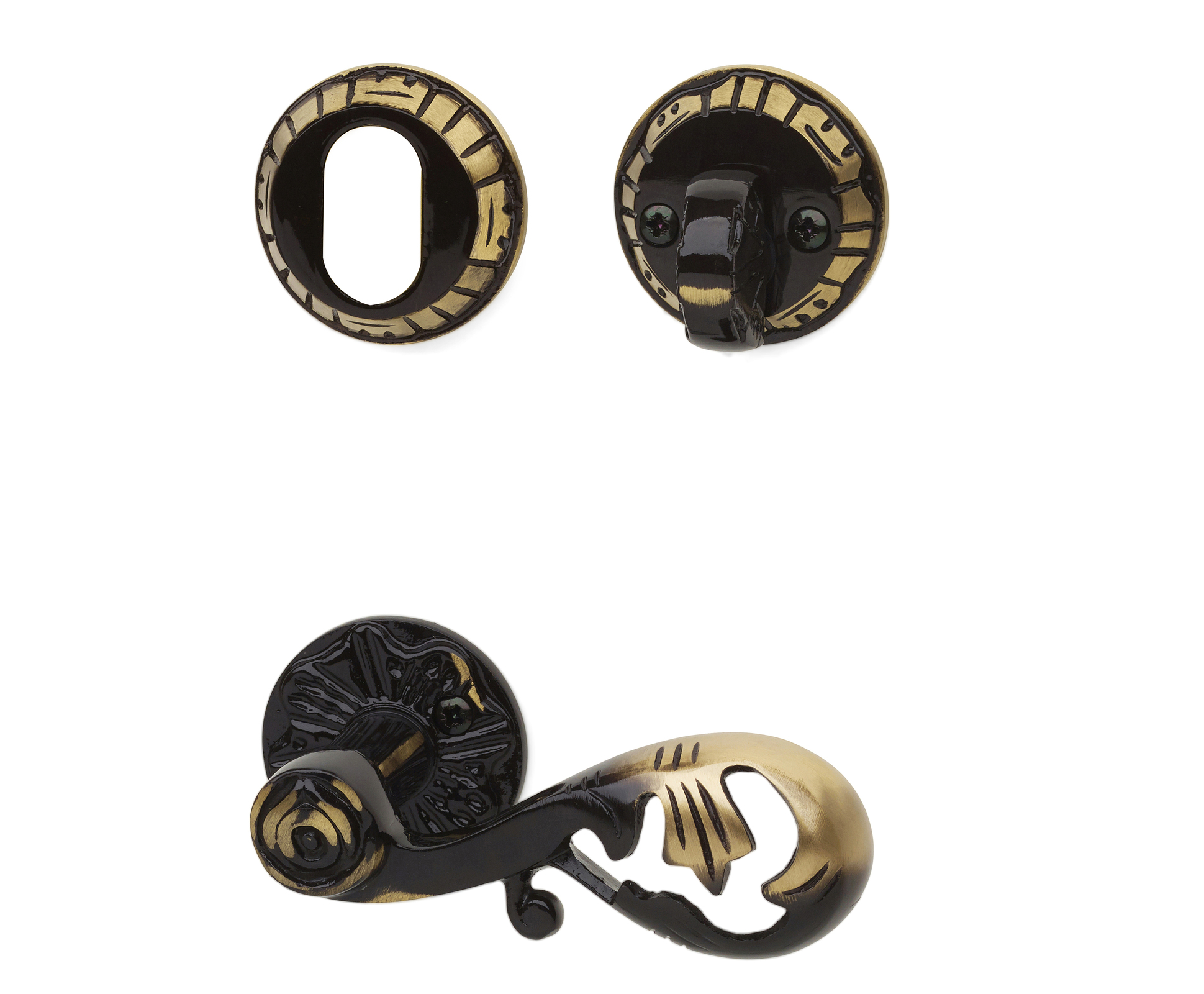 Dörrhandtag inkl. cylindervredsats A4472+1472-1473 Antiklack