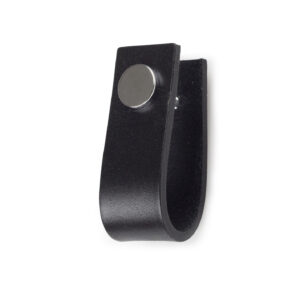 Lådhandtag Svea svart Läder / Krom